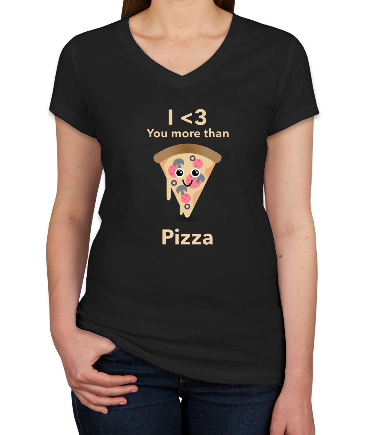 I Love You More Than Pizza Valentine's Day Women's V Neck T-shirt