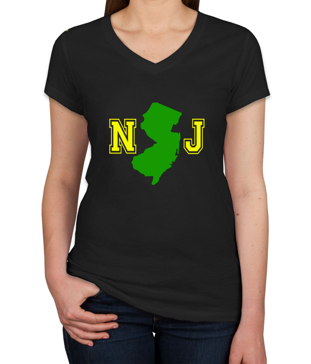 New Jersey NJ Map Women's V Neck T-shirt