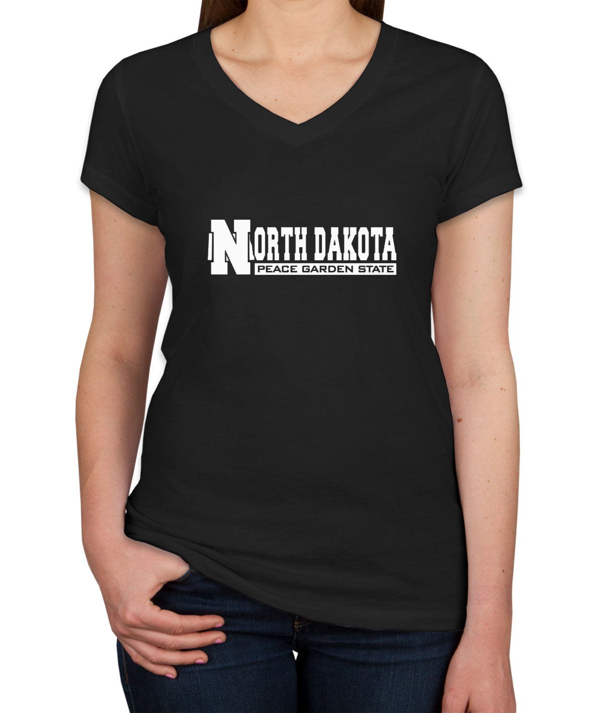 North Dakota Peace Garden State Women's V Neck T-shirt