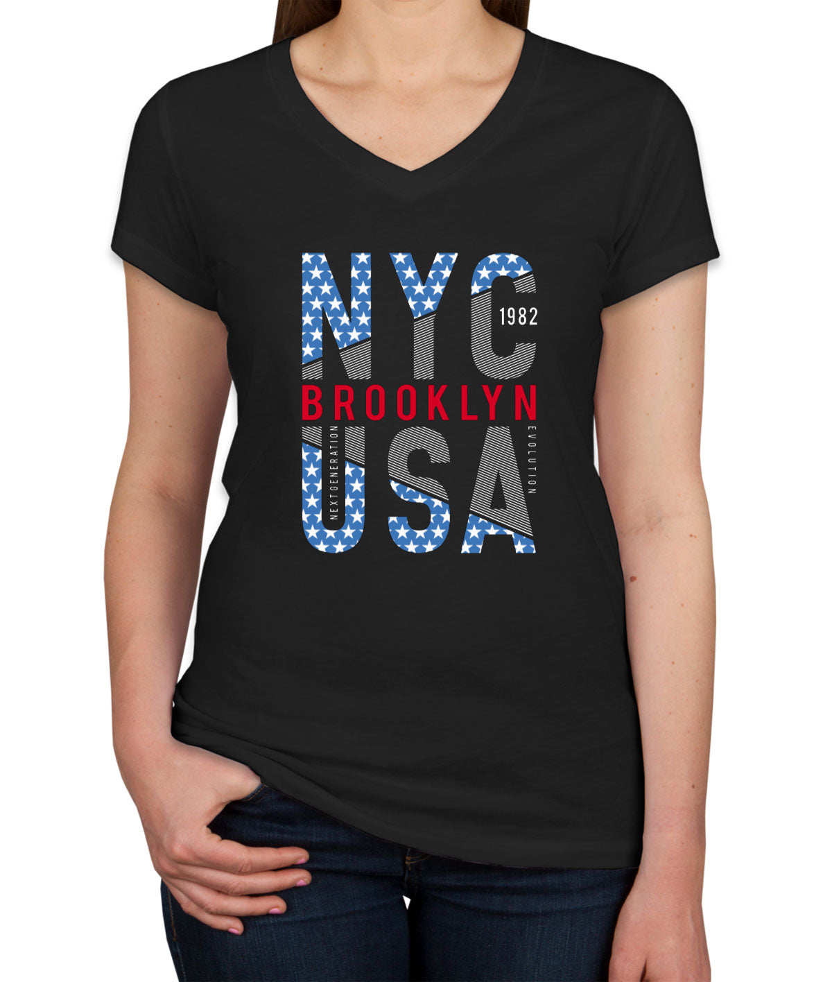 Brooklyn NYC USA Women's V Neck T-shirt