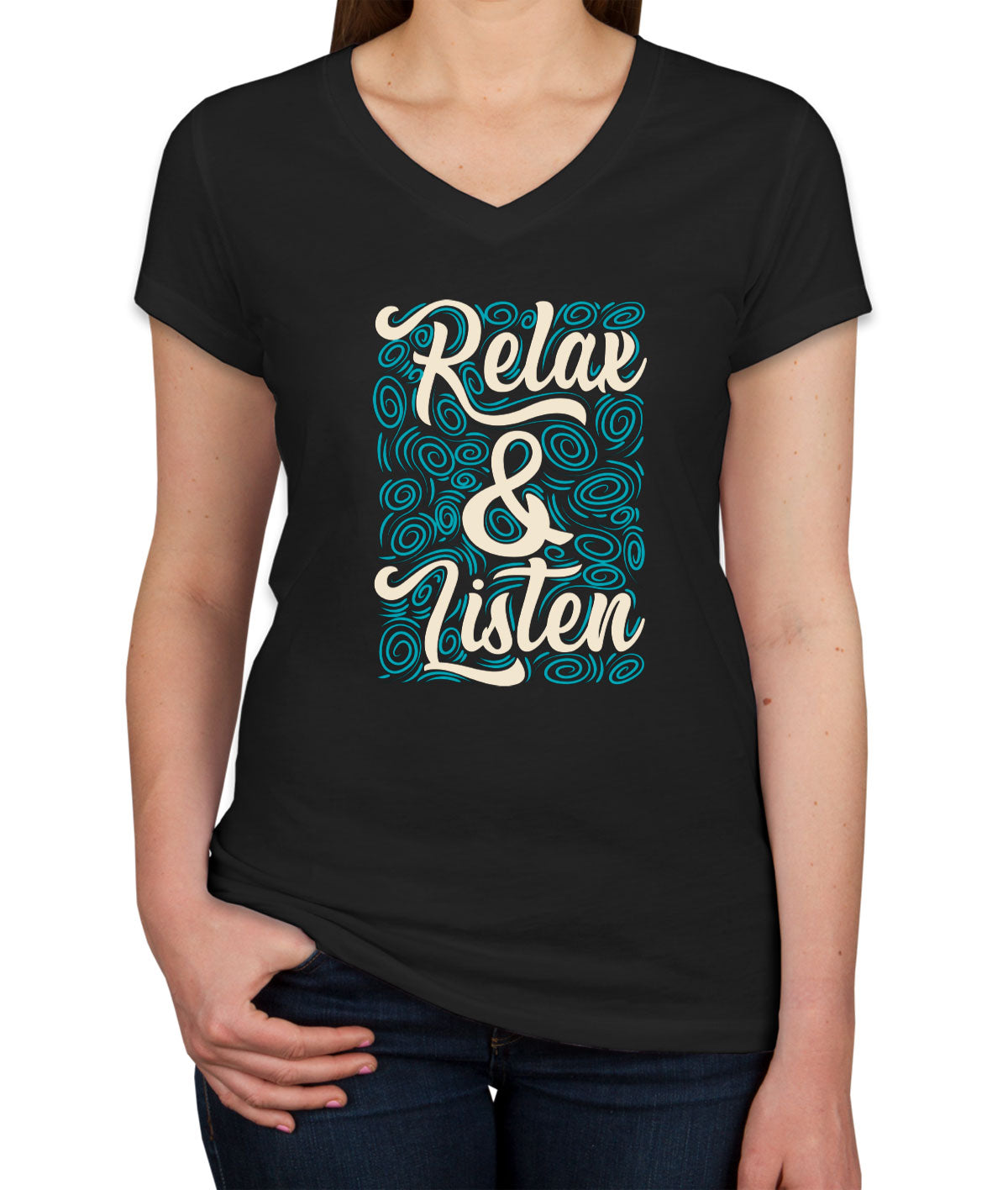 Relax And Listen To Music Women's V Neck T-shirt