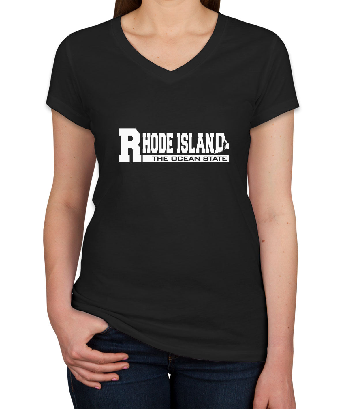 Rhode Island The Ocean State Women's V Neck T-shirt