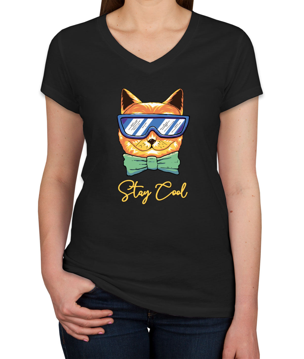 Cool Cat Women's V Neck T-shirt