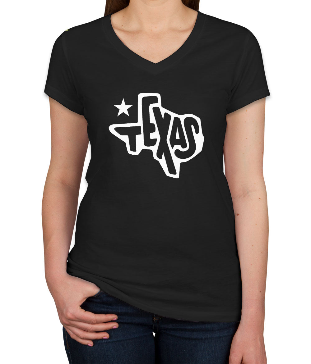 Texas Map Women's V Neck T-shirt