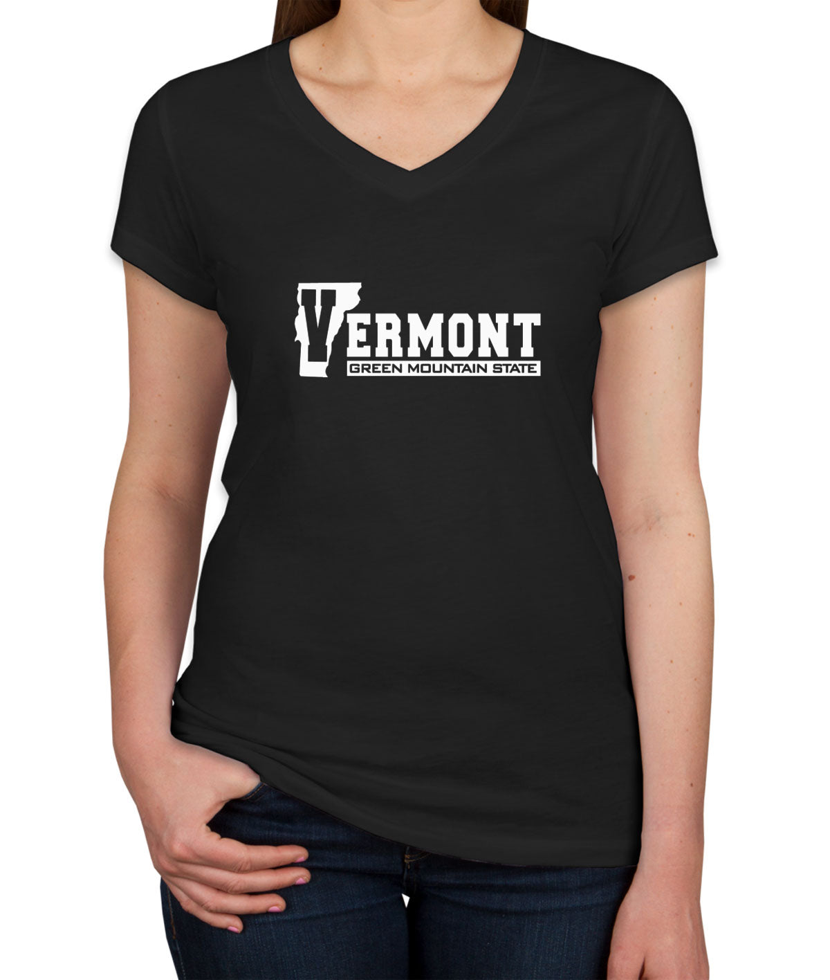 Vermont Green Mountain State Women's V Neck T-shirt