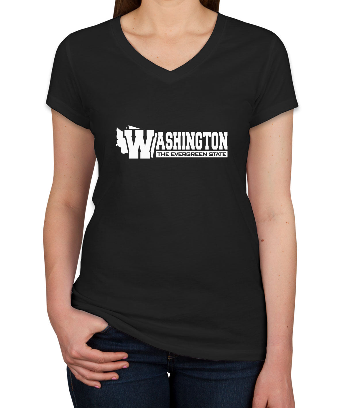 Washington The Evergreen State Women's V Neck T-shirt