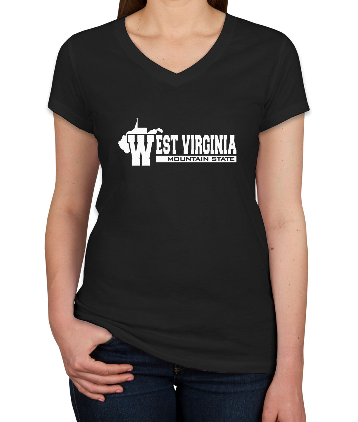 West Virginia Mountain State Women's V Neck T-shirt