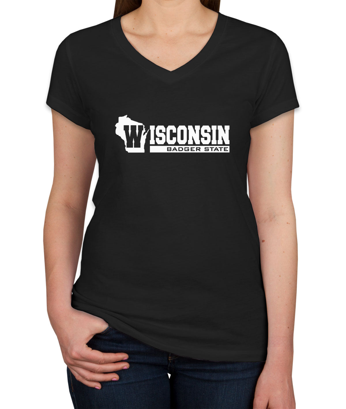 Wisconsin Badger State Women's V Neck T-shirt