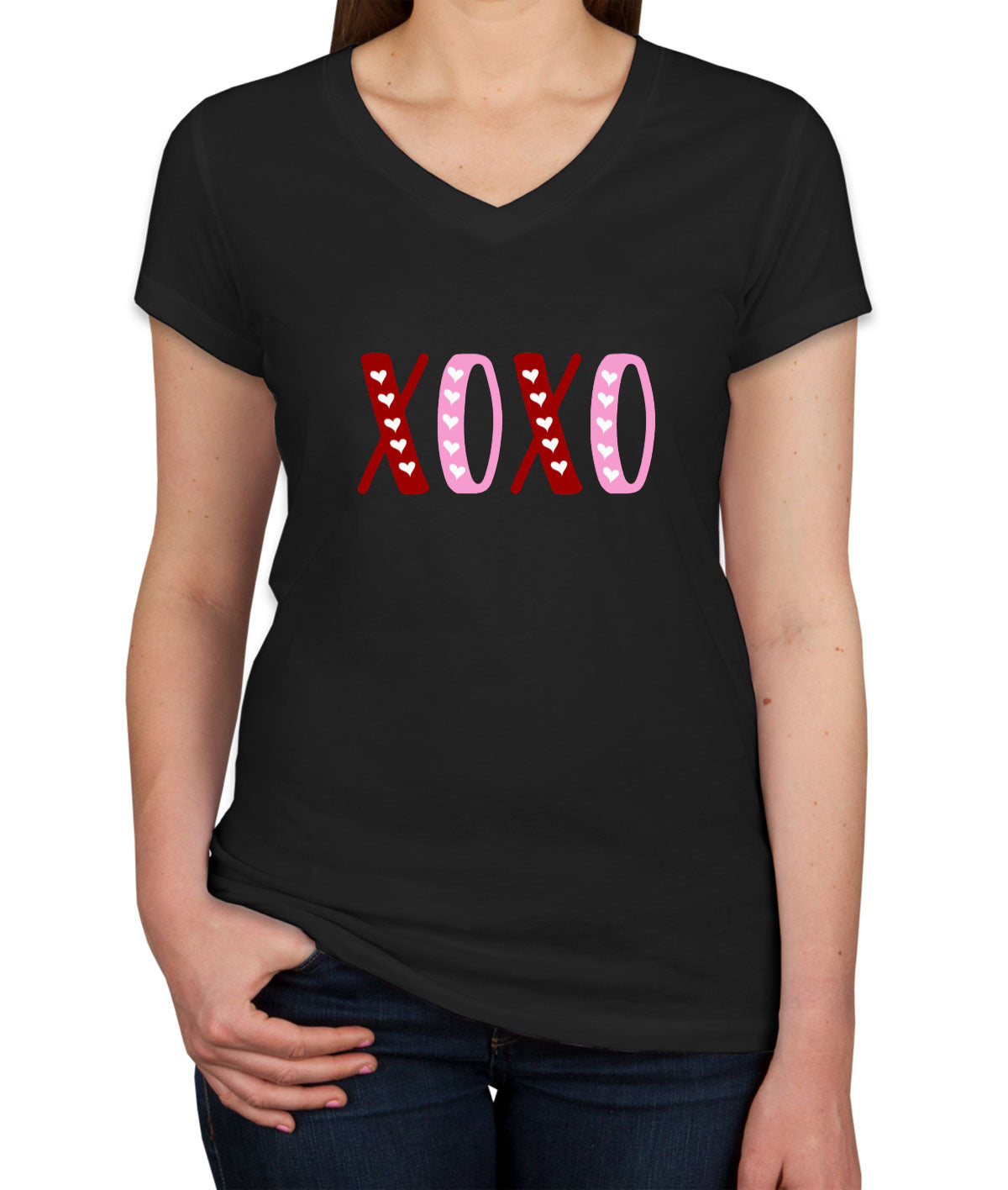 XOXO Love Valentine's Day Women's V Neck T-shirt