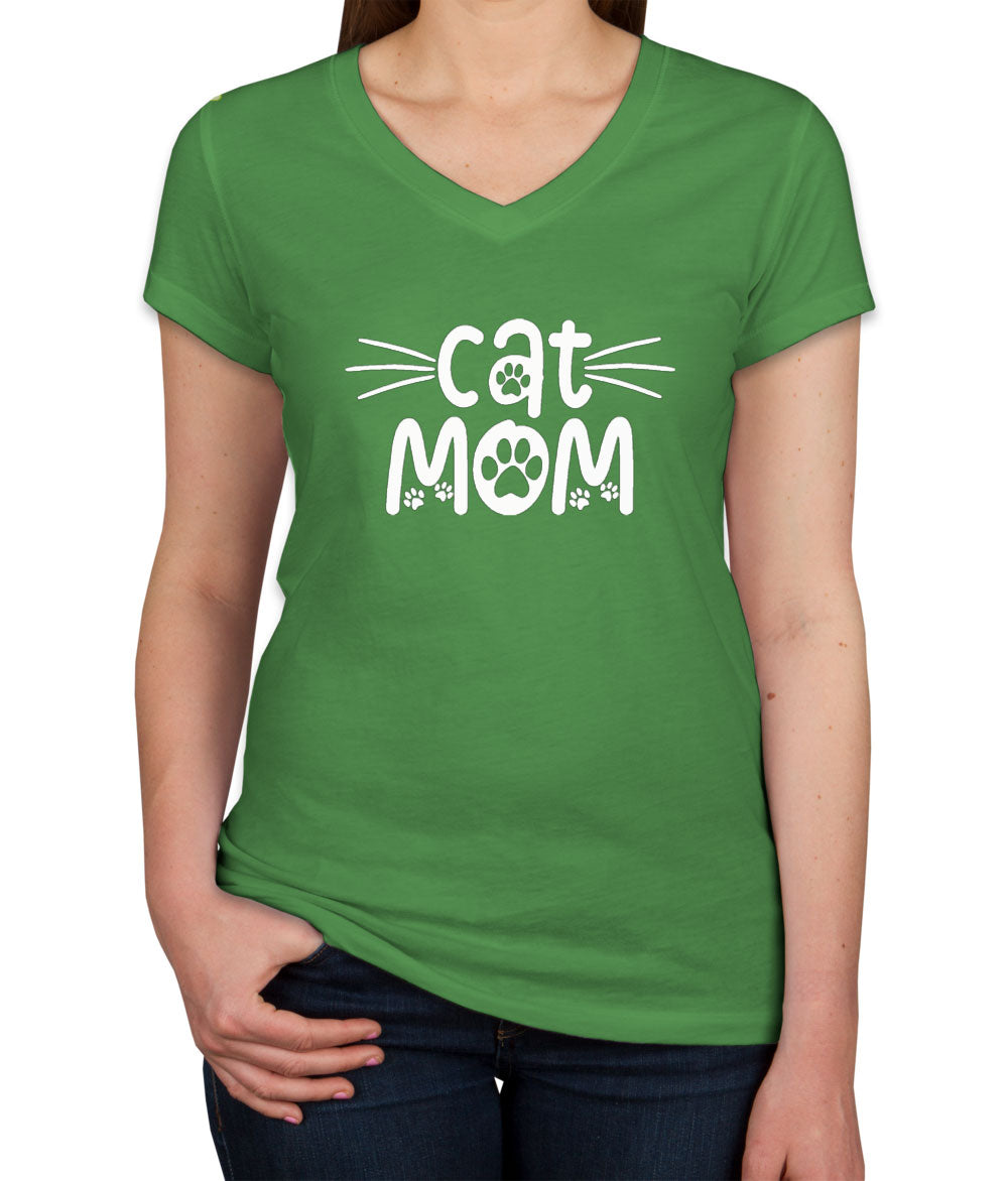 Cat Mom Paw Print Women's V Neck T-shirt