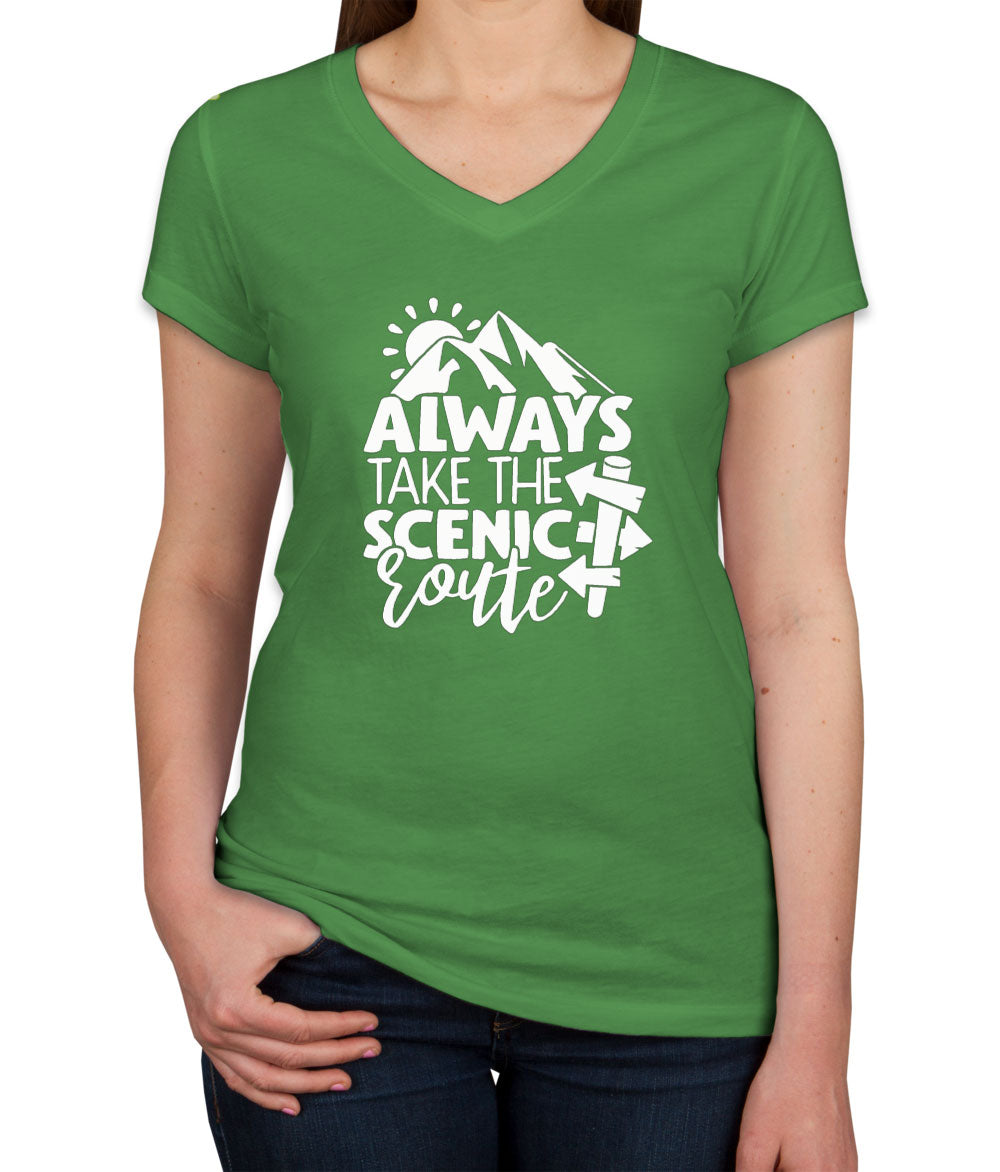 Always Take The Scenic Route Women's V Neck T-shirt