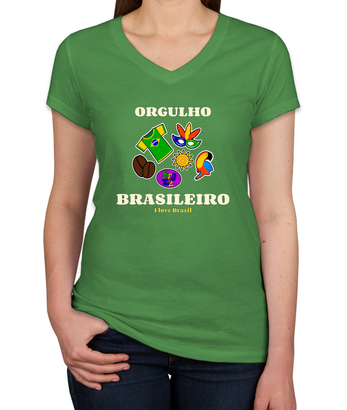 Brazil Composition Women's V Neck T-shirt