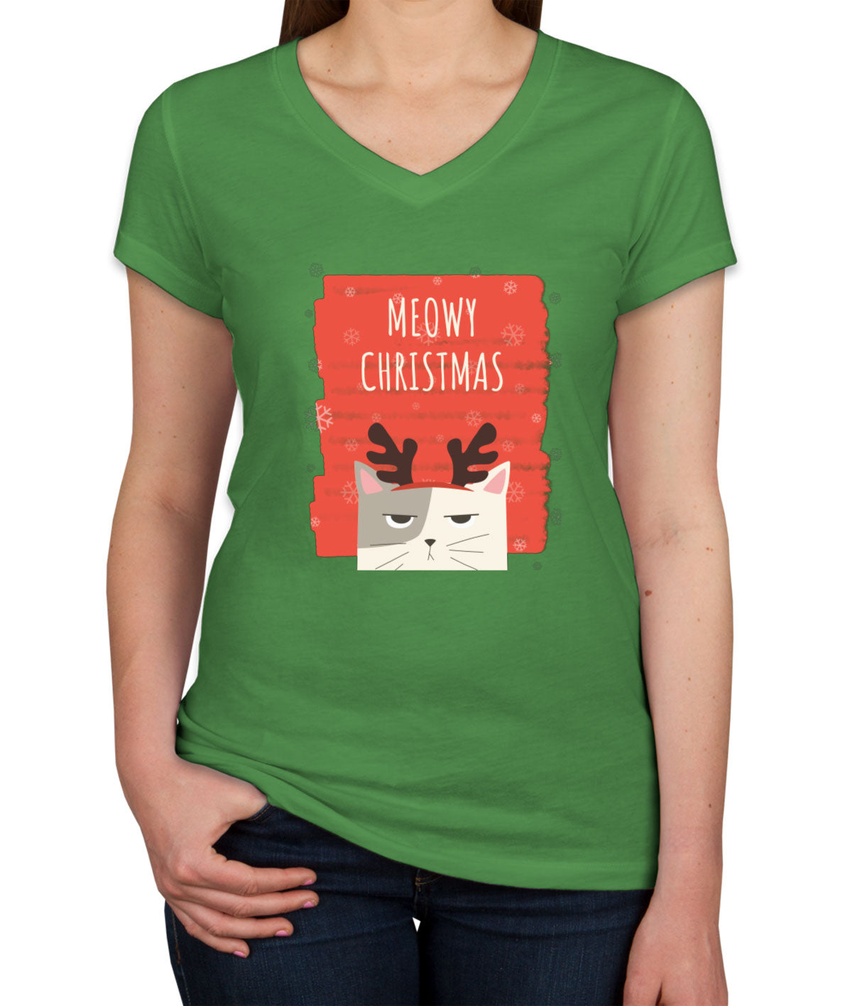 Meowy Christmas Cat Christmas Women's V Neck T-shirt