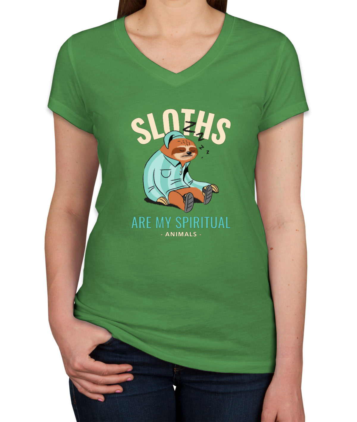 Sloths Are My Spiritual Animals Women's V Neck T-shirt