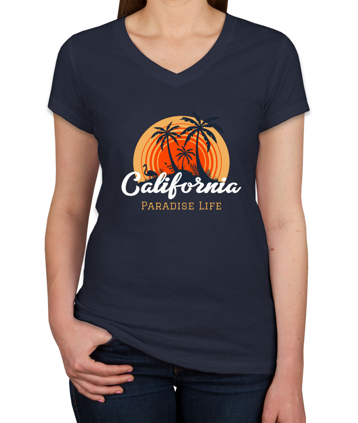 California Paradise Life Women's V Neck T-shirt