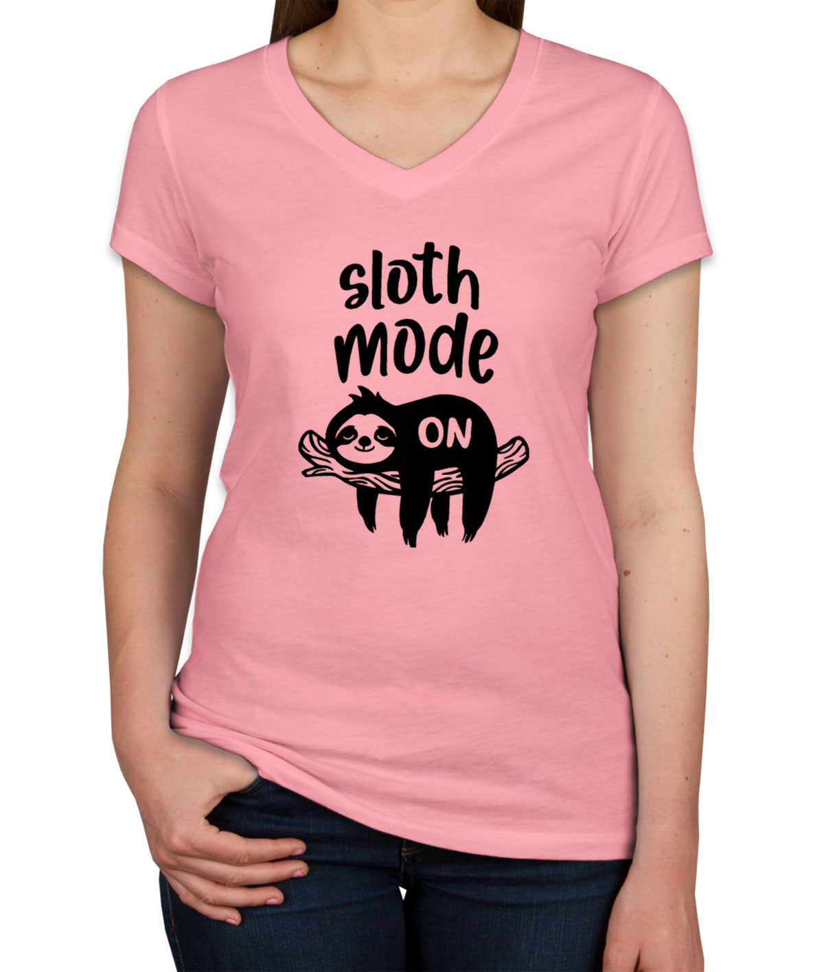 Sloth Mode On Women's V Neck T-shirt