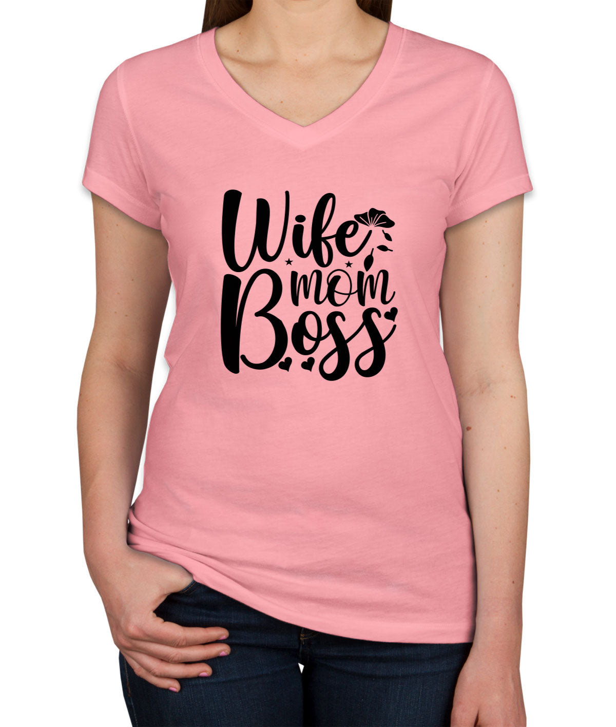 Wife Mom Boss Women's V Neck T-shirt