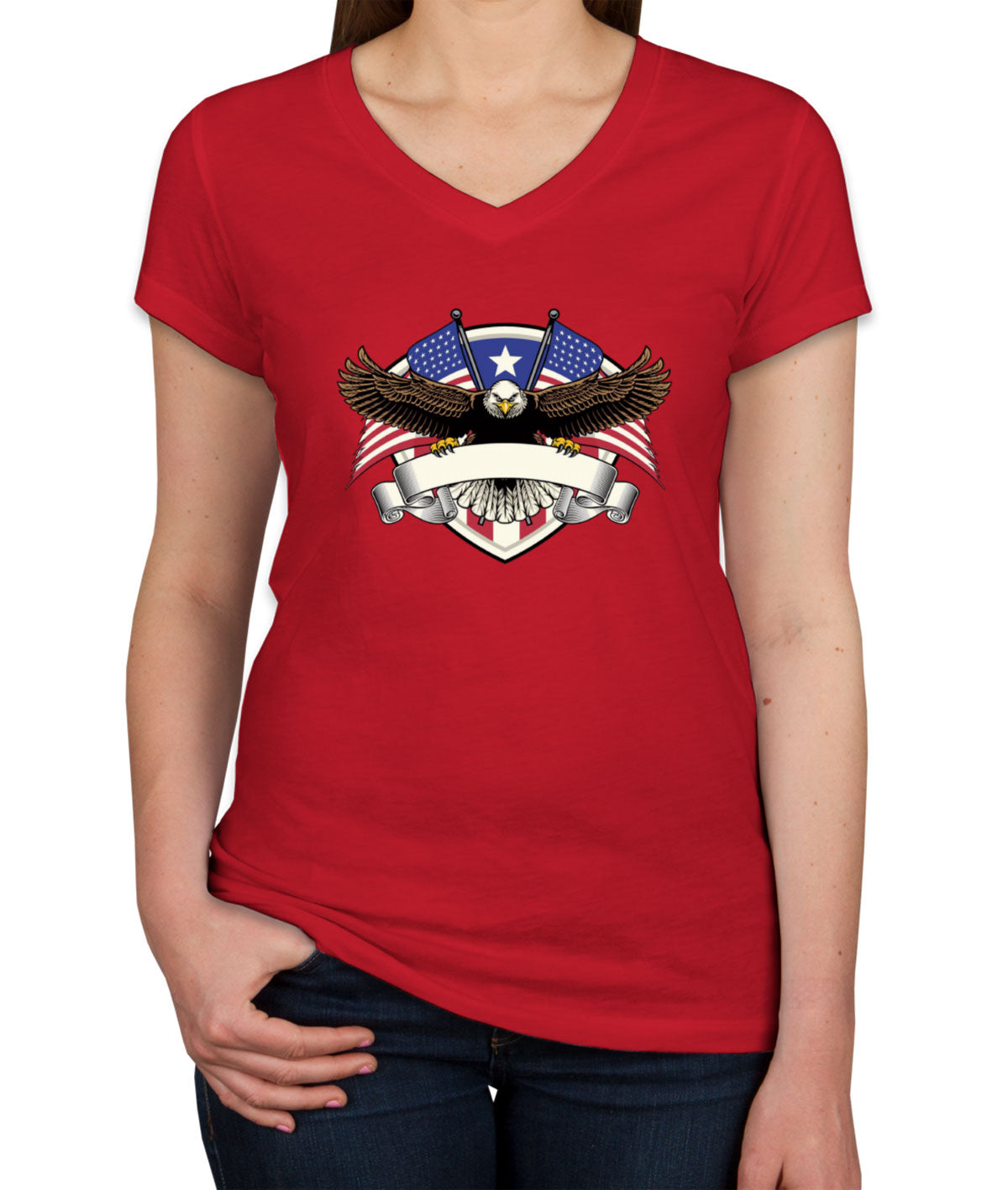 American Bird Bald Eagle Women's V Neck T-shirt