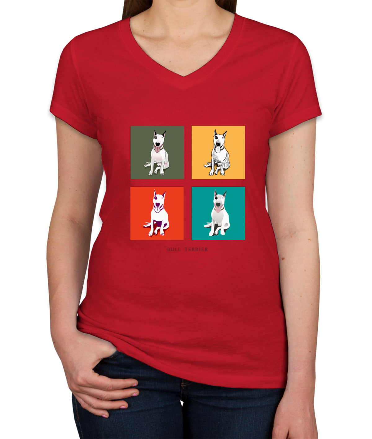 Bull Terrier Dog Women's V Neck T-shirt