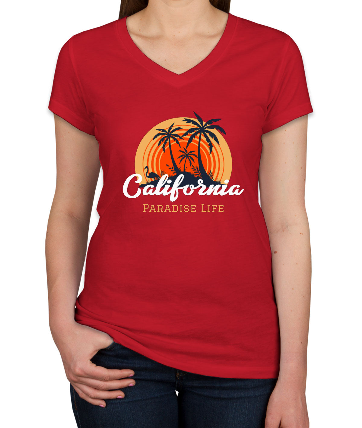 California Paradise Life Women's V Neck T-shirt