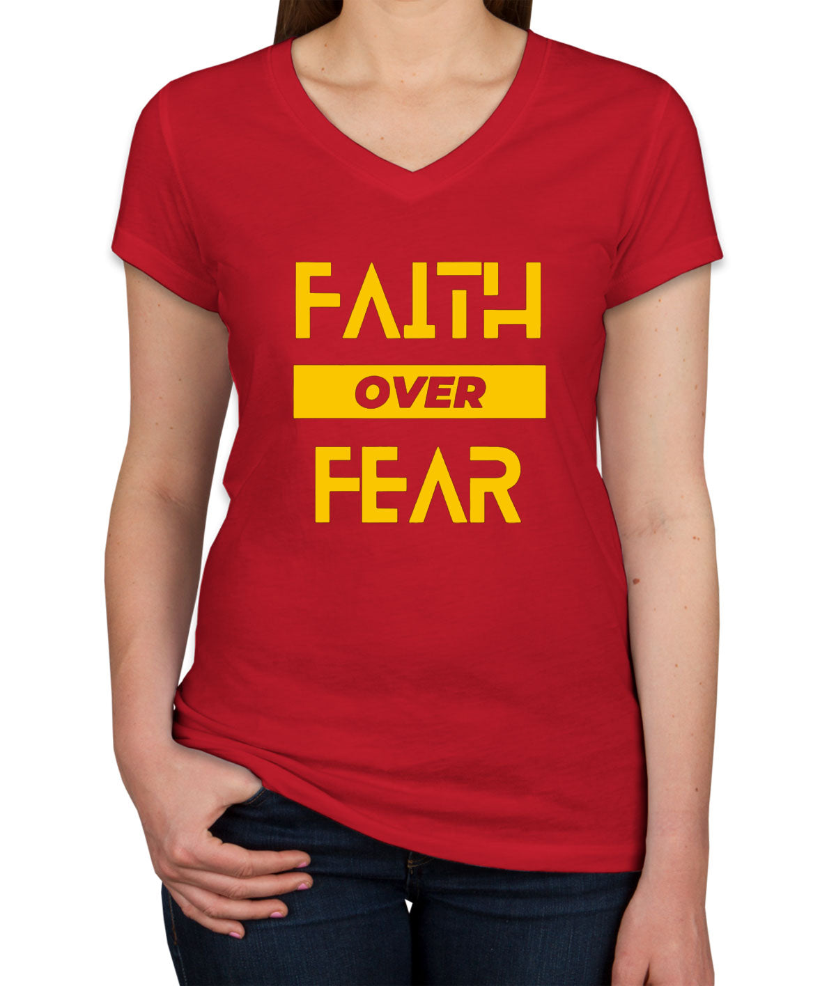 Faith Over Fear Men's V Neck T-shirt