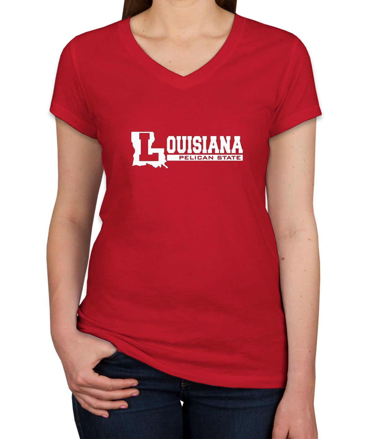 Louisiana Pelican State Women's V Neck T-shirt
