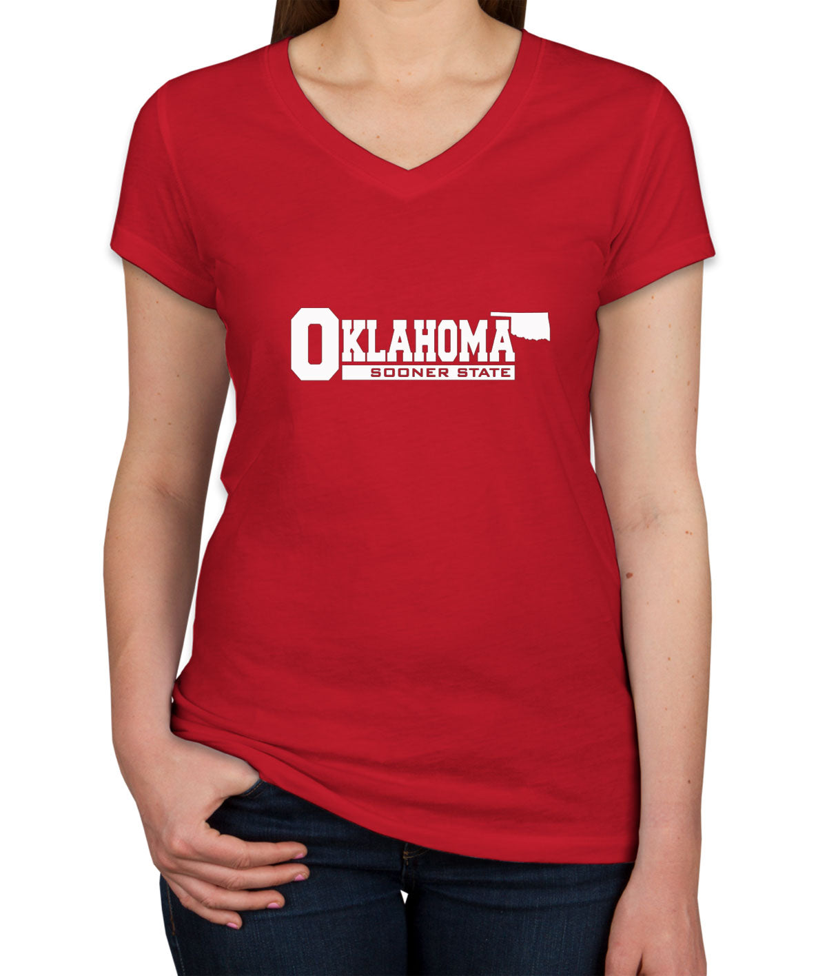 Oklahoma Sooner State Women's V Neck T-shirt
