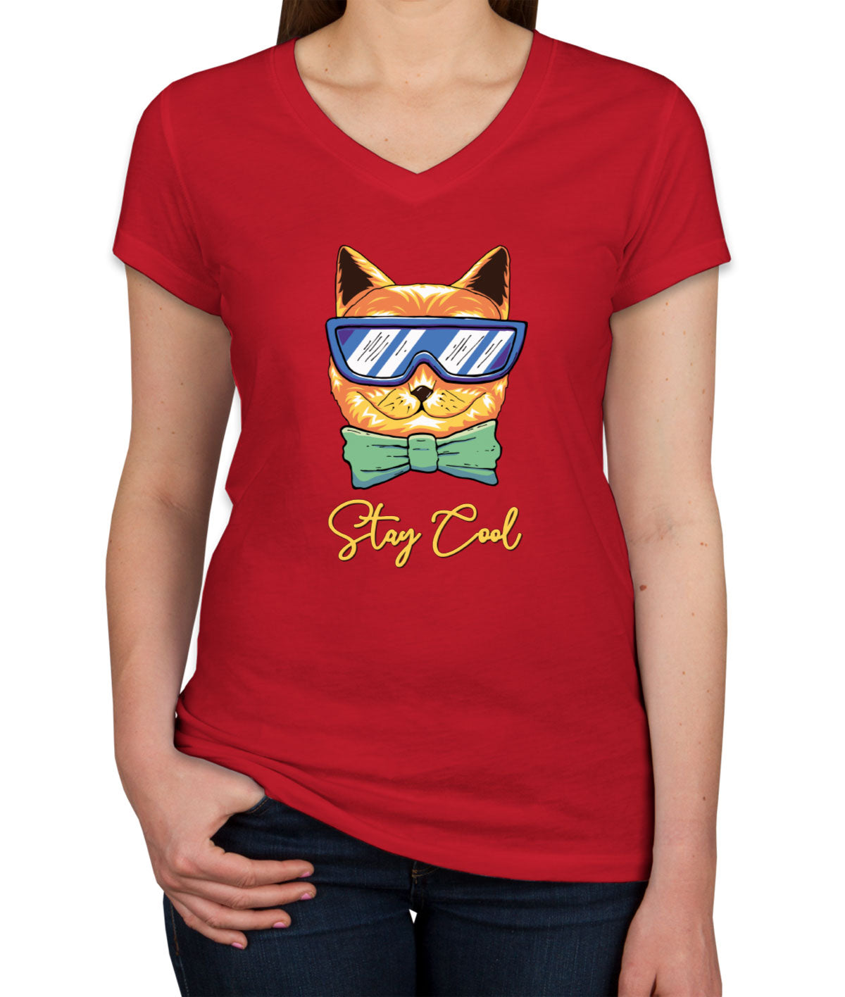 Cool Cat Women's V Neck T-shirt