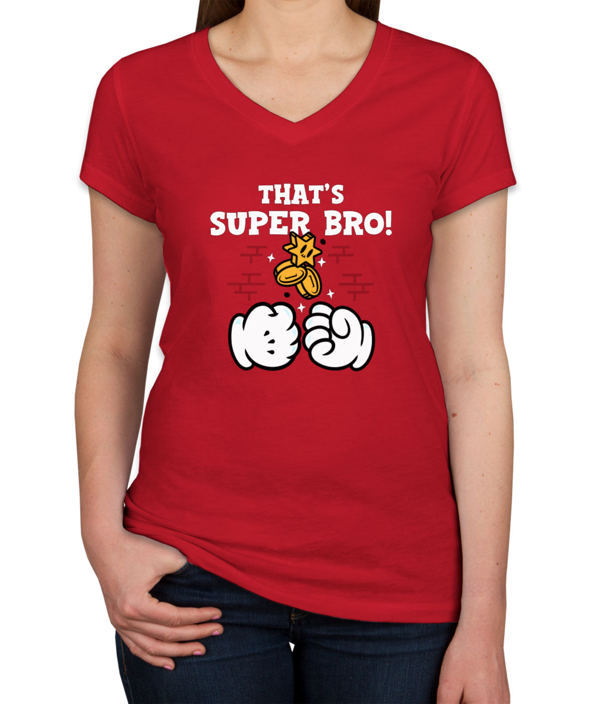 Retro Gaming Super Mario Women's V Neck T-shirt