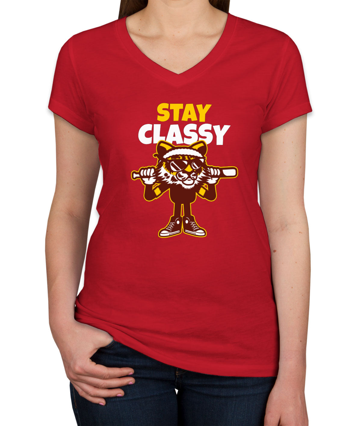 Stay Classy. A Tiger In Streetwear Women's V Neck T-shirt