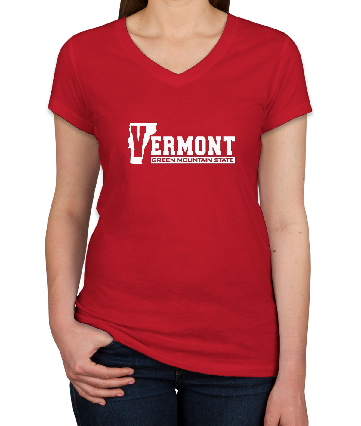 Vermont Green Mountain State Women's V Neck T-shirt