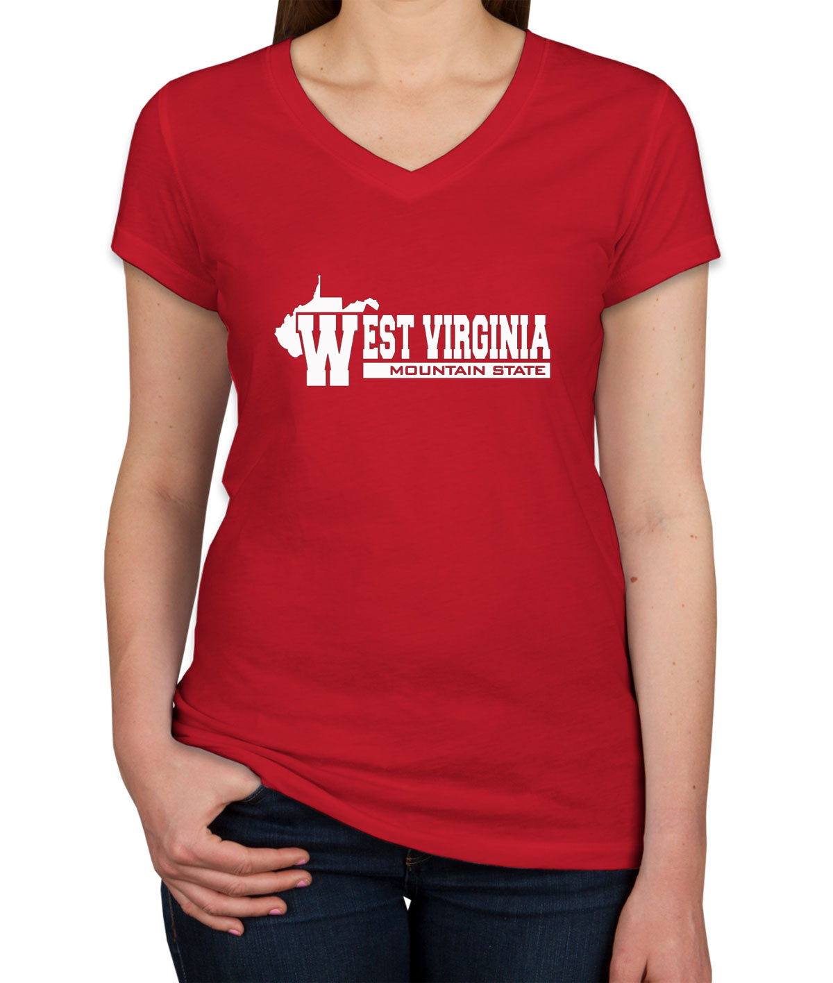 West Virginia Mountain State Women's V Neck T-shirt