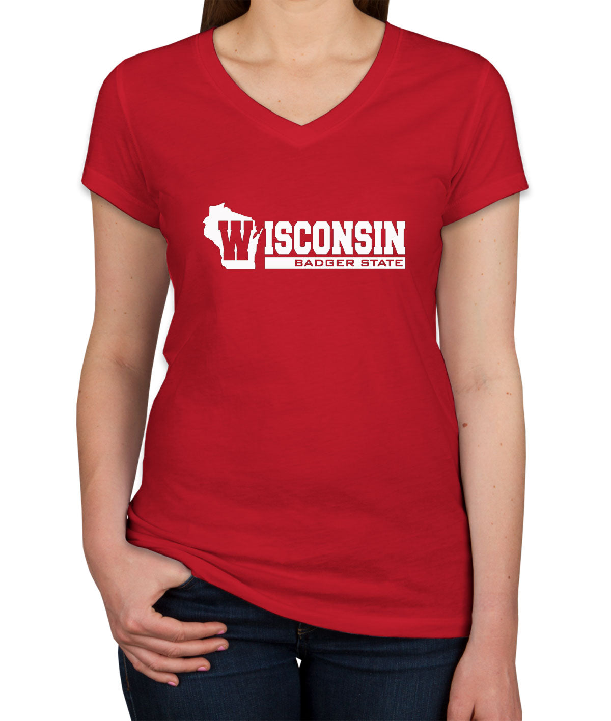 Wisconsin Badger State Women's V Neck T-shirt