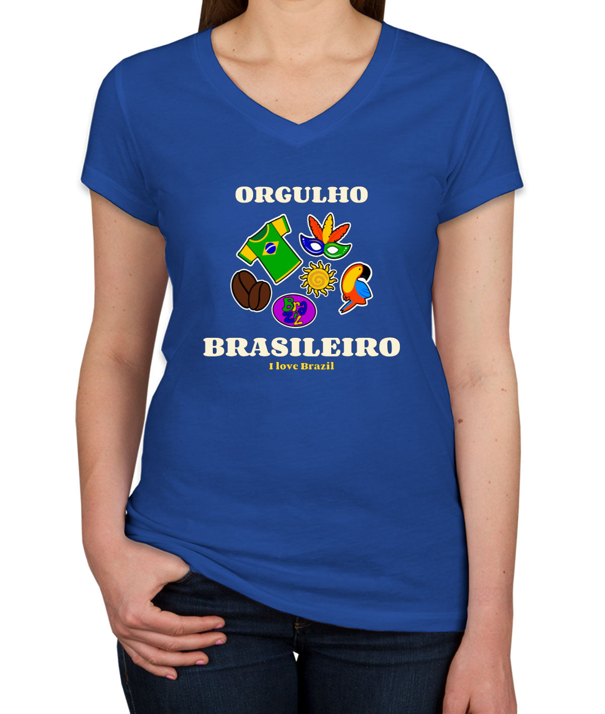 Brazil Composition Women's V Neck T-shirt