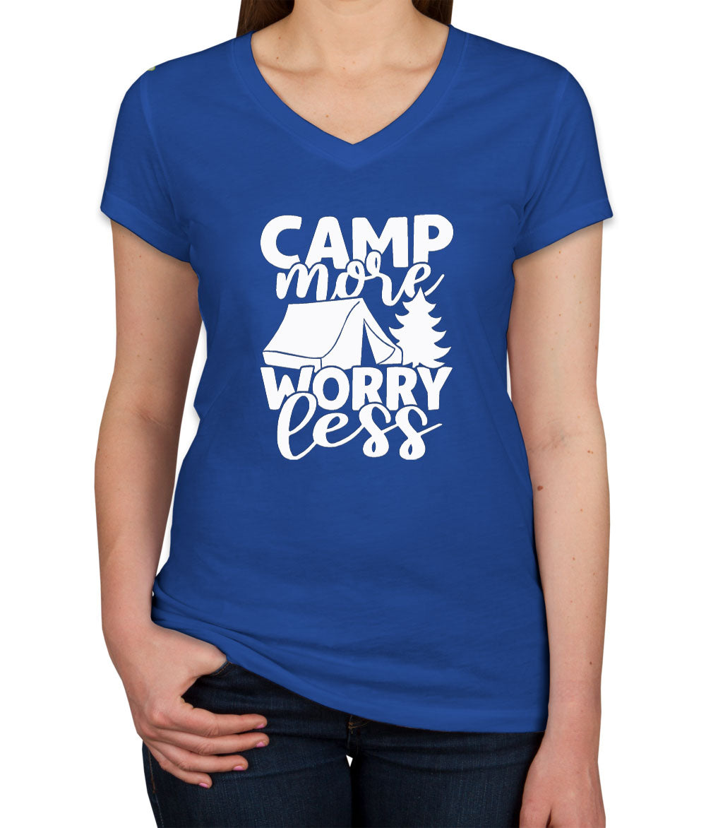 Camp More Worry Less Women's V Neck T-shirt