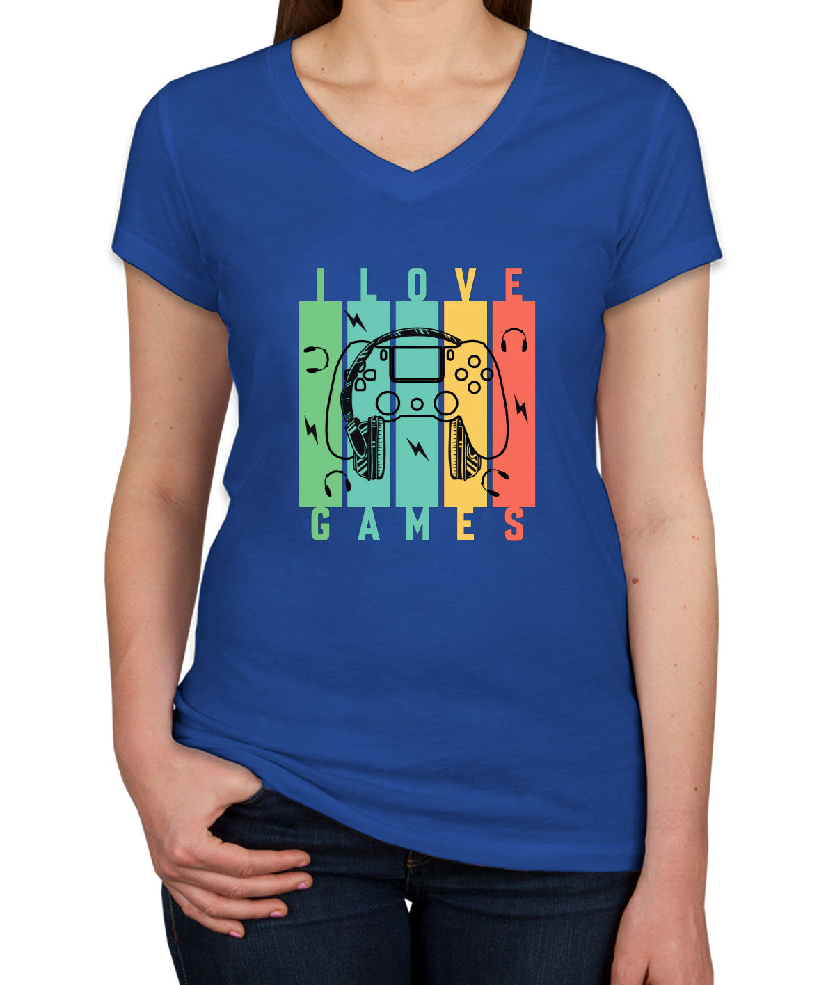 I Love Games Women's V Neck T-shirt