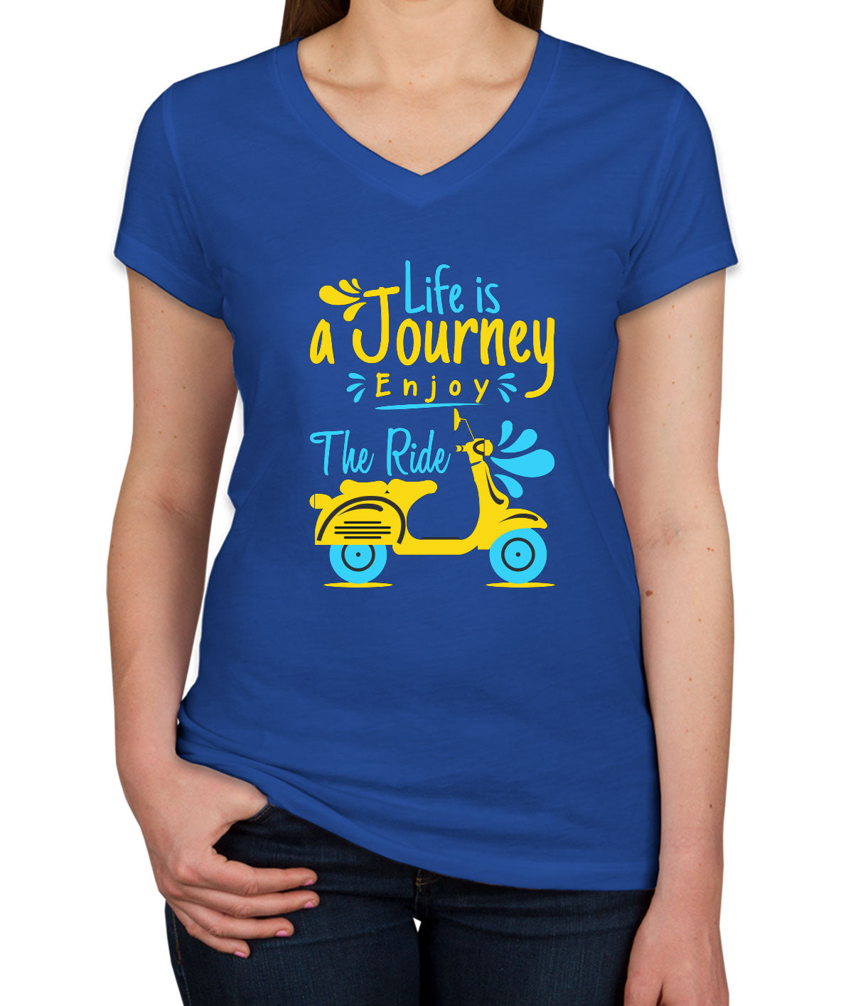 Life Is Journey Enjoy The Ride Women's V Neck T-shirt
