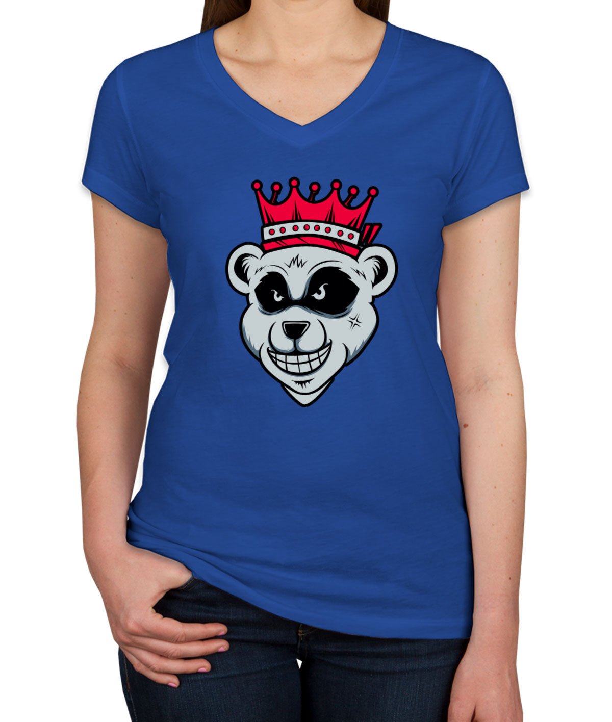 King Bear With Crown Women's V Neck T-shirt