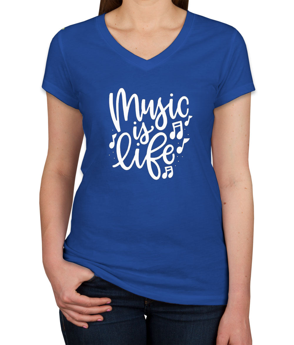 Music Is Life Women's V Neck T-shirt