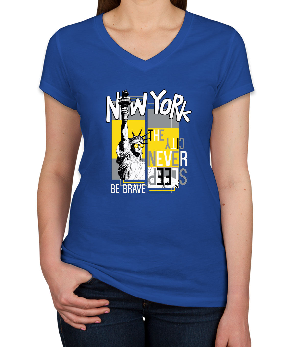 New York The City Never Sleep Women's V Neck T-shirt