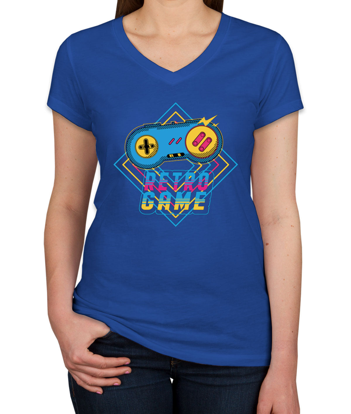 Retro Game Controller Women's V Neck T-shirt