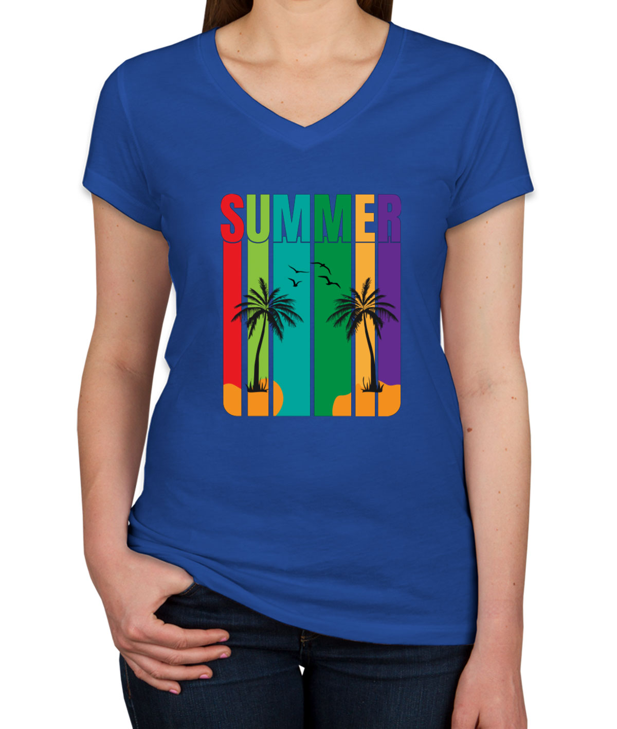 Retro Summer Women's V Neck T-shirt