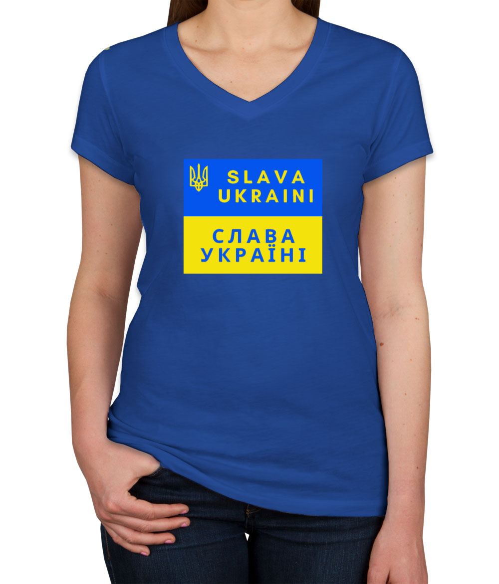 Slava Ukraini Women's V Neck T-shirt