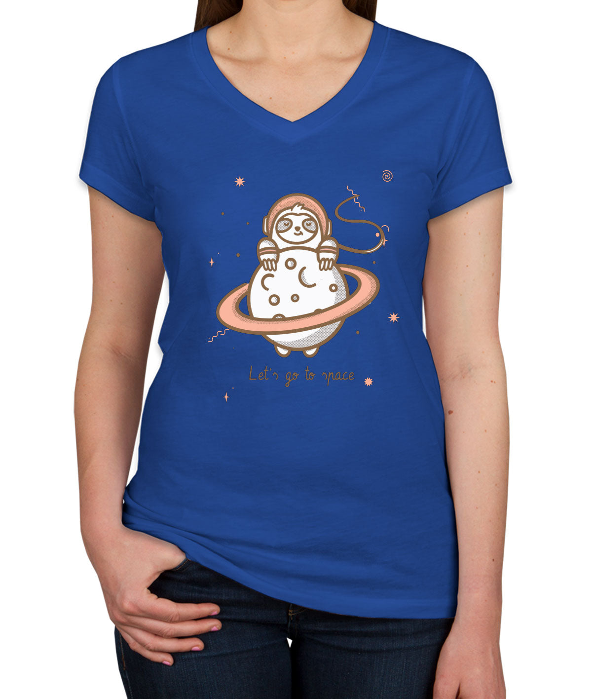 A Sloth In Space Women's V Neck T-shirt