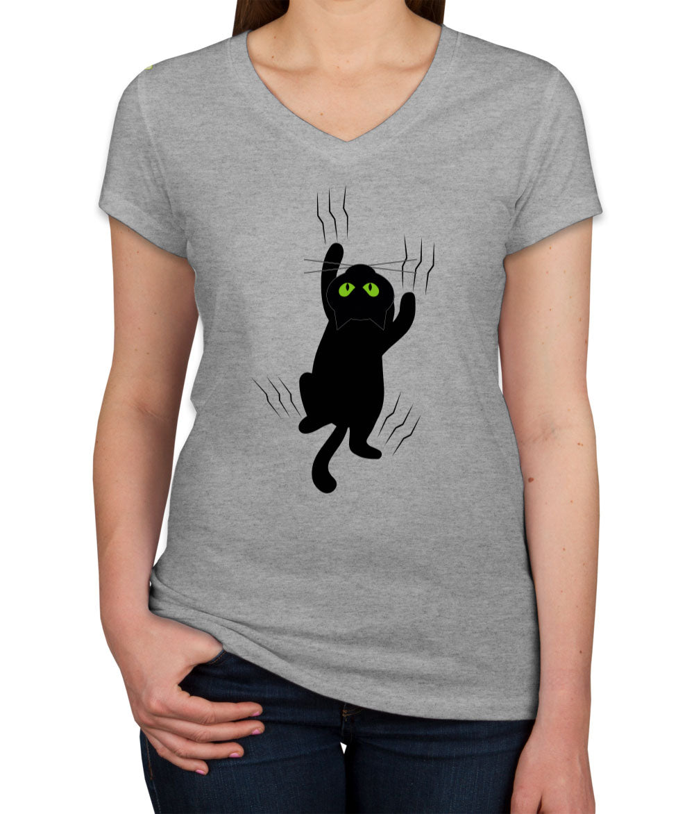 Black Cat Women's V Neck T-shirt