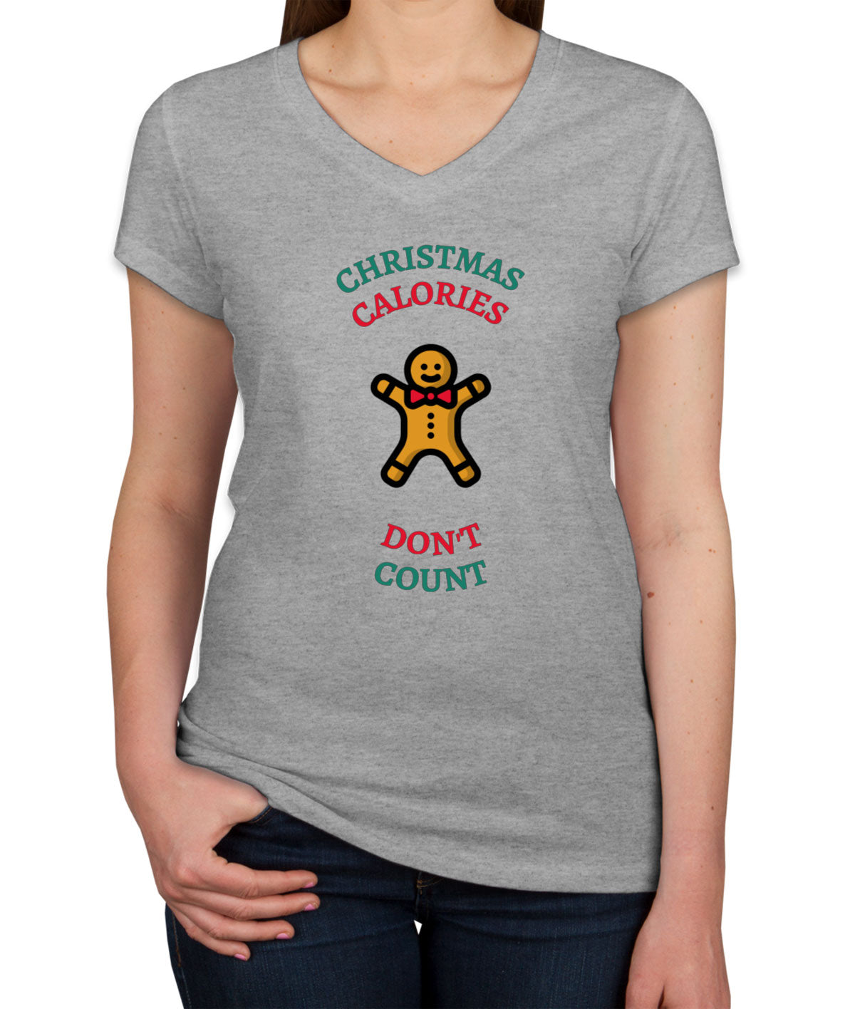 Christmas Calories Don't Count Women's V Neck T-shirt