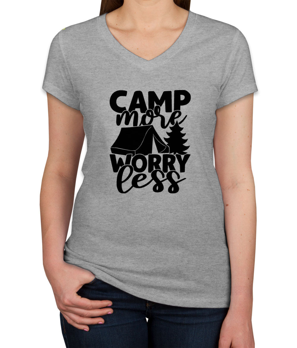 Camp More Worry Less Women's V Neck T-shirt