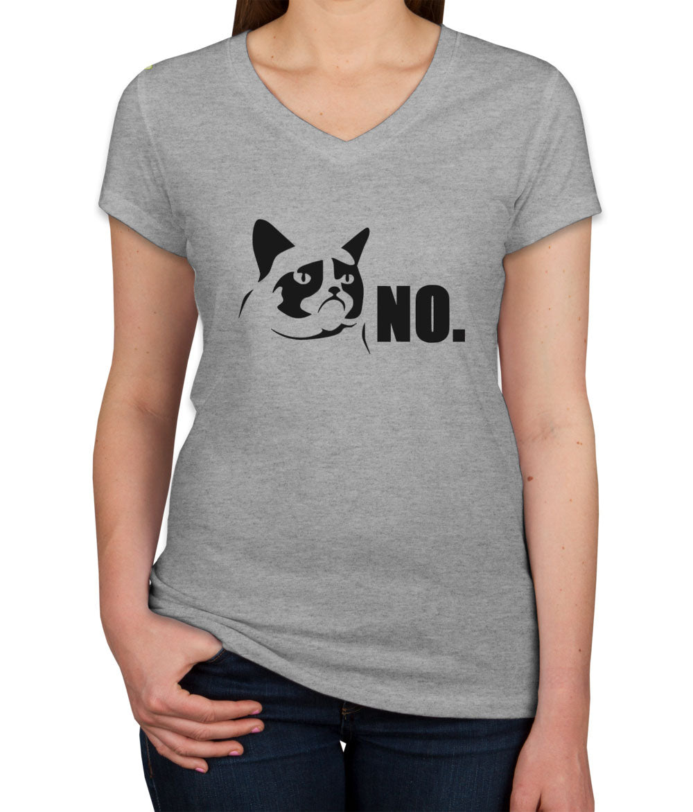 Cat No Women's V Neck T-shirt