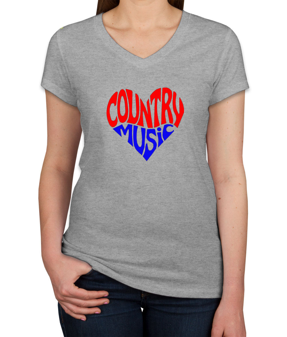 Country Music Heart Women's V Neck T-shirt