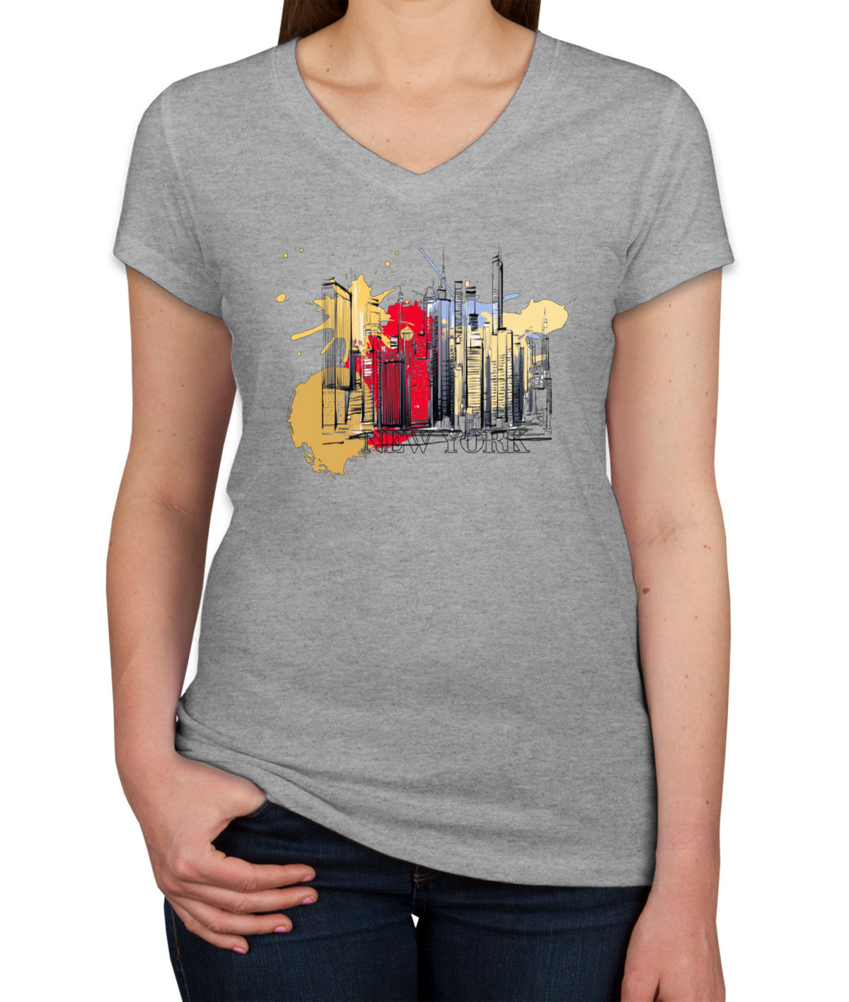 NYC New York Silhouette Women's V Neck T-shirt